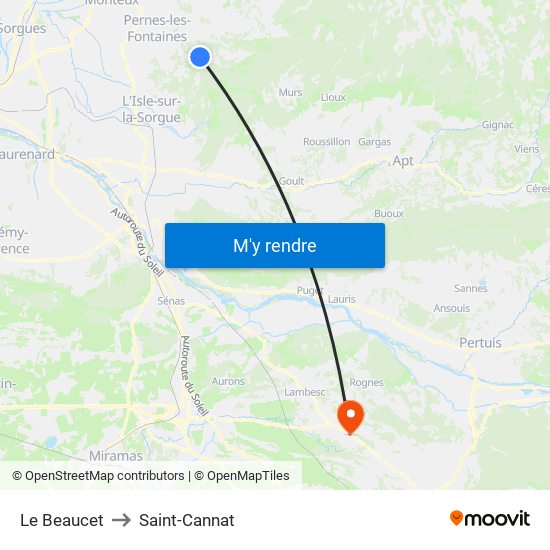 Le Beaucet to Saint-Cannat map