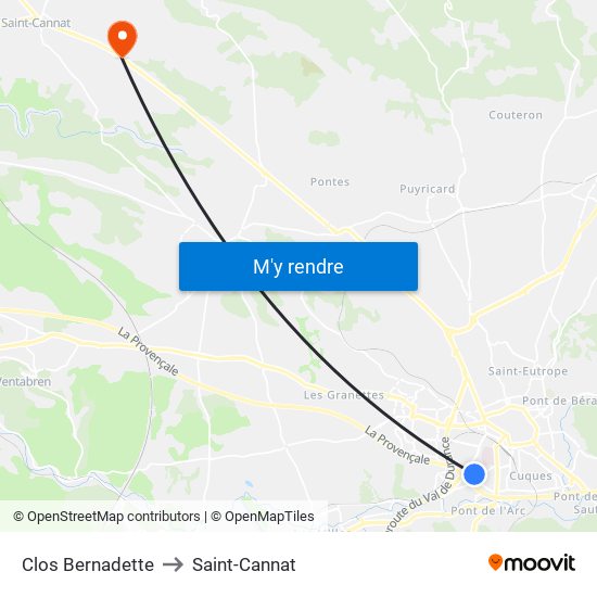 Clos Bernadette to Saint-Cannat map