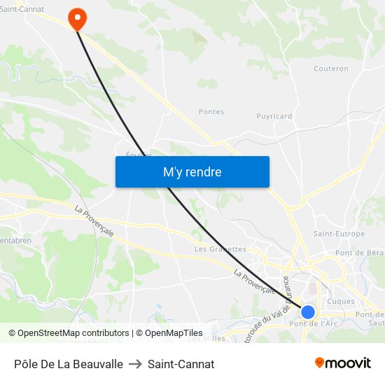 Pôle De La Beauvalle to Saint-Cannat map