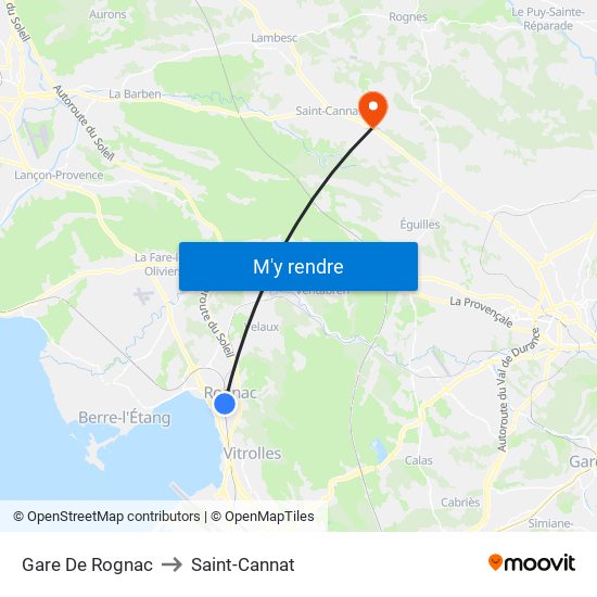 Gare De Rognac to Saint-Cannat map