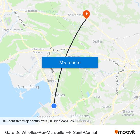 Gare De Vitrolles-Aér-Marseille to Saint-Cannat map