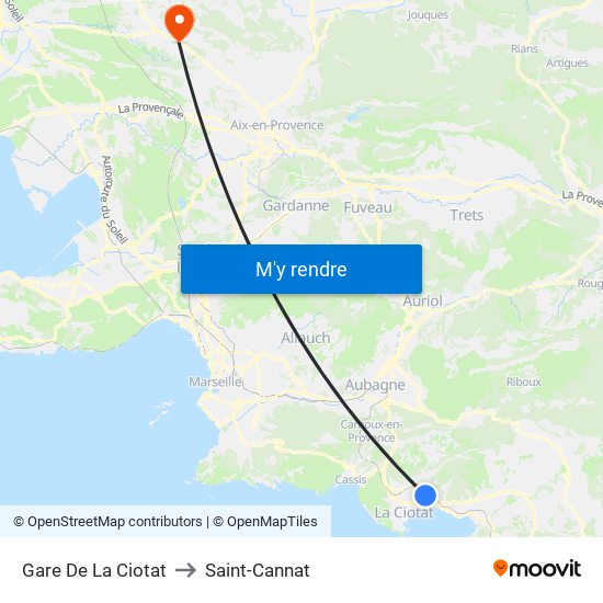 Gare De La Ciotat to Saint-Cannat map