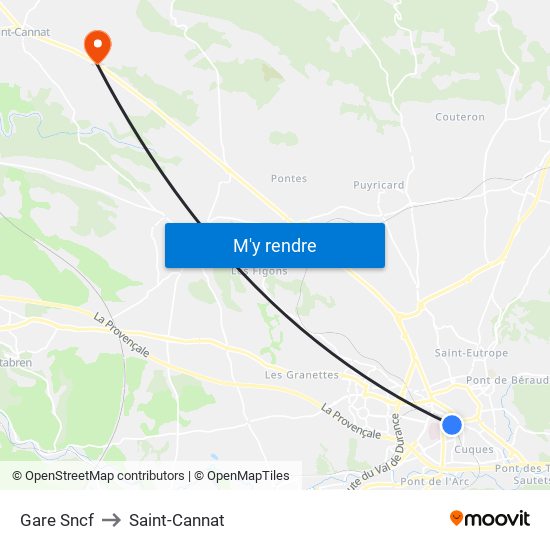 Gare Sncf to Saint-Cannat map