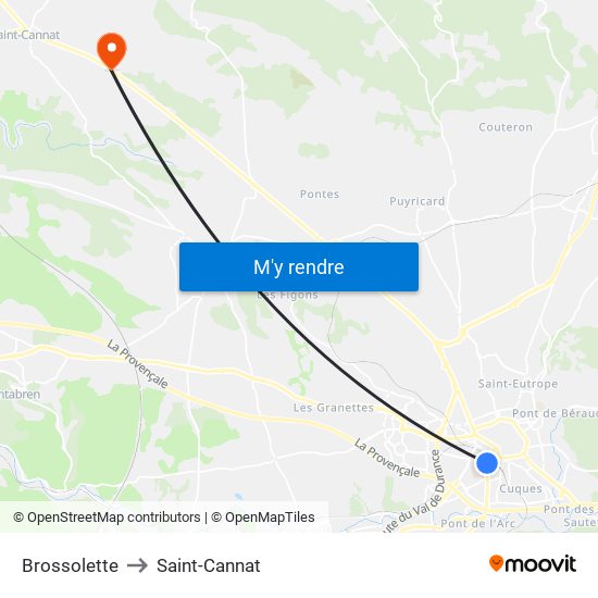 Brossolette to Saint-Cannat map