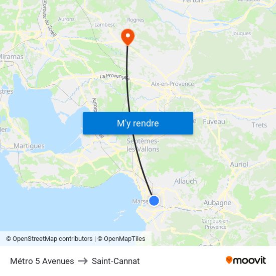 Métro 5 Avenues to Saint-Cannat map