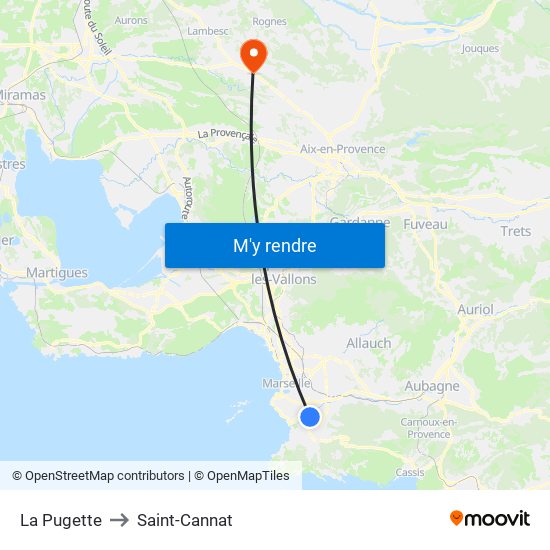 La Pugette to Saint-Cannat map