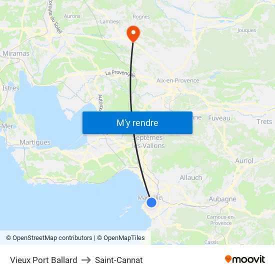 Vieux Port Ballard to Saint-Cannat map