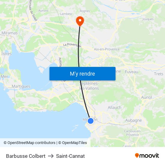 Barbusse Colbert to Saint-Cannat map