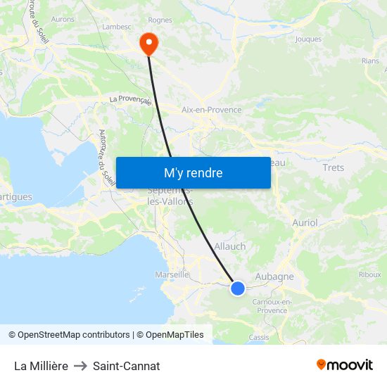La Millière to Saint-Cannat map