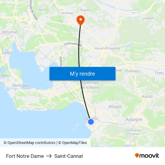 Fort Notre Dame to Saint-Cannat map