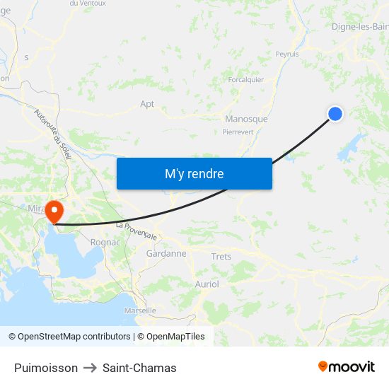 Puimoisson to Saint-Chamas map