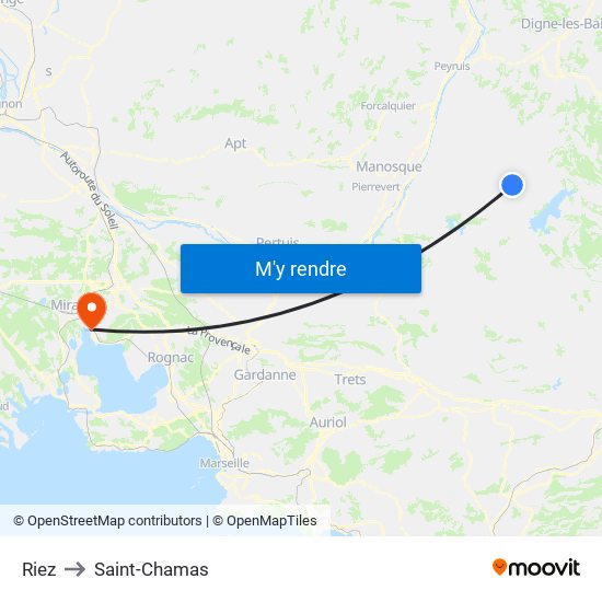 Riez to Saint-Chamas map
