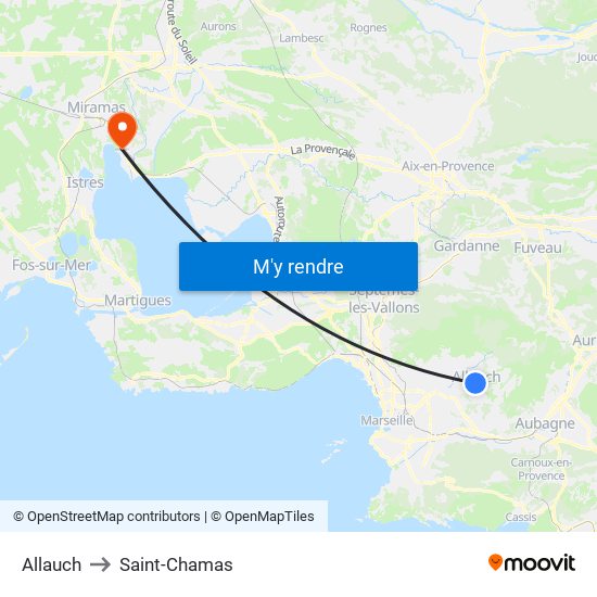 Allauch to Saint-Chamas map