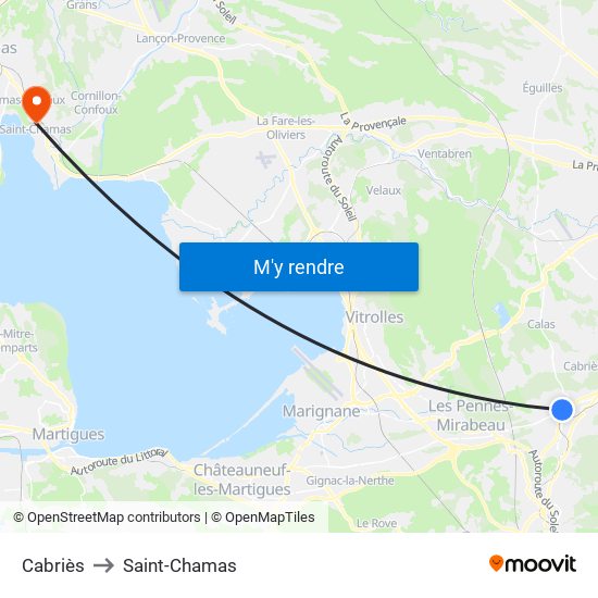 Cabriès to Saint-Chamas map