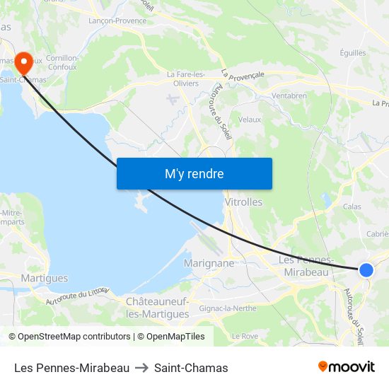 Les Pennes-Mirabeau to Saint-Chamas map
