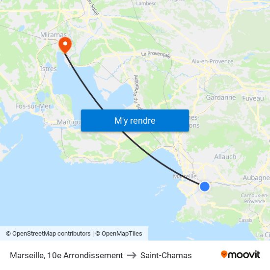 Marseille, 10e Arrondissement to Saint-Chamas map