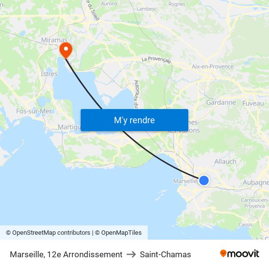 Marseille, 12e Arrondissement to Saint-Chamas map