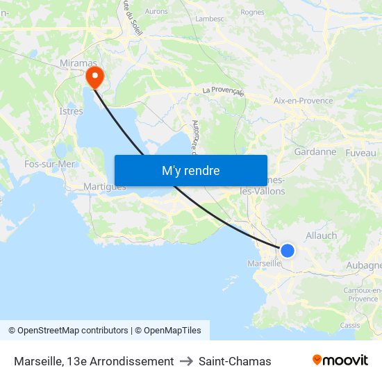 Marseille, 13e Arrondissement to Saint-Chamas map