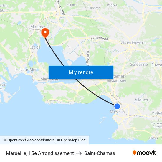 Marseille, 15e Arrondissement to Saint-Chamas map