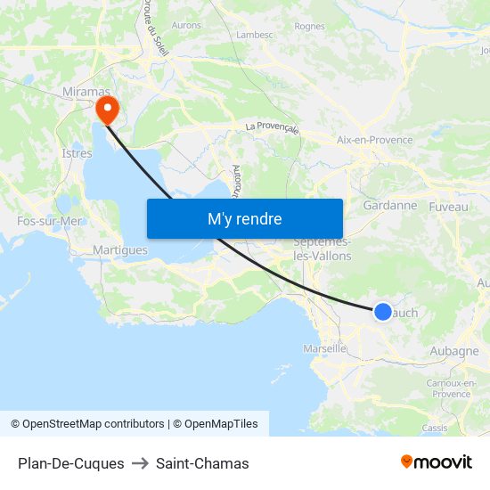 Plan-De-Cuques to Saint-Chamas map