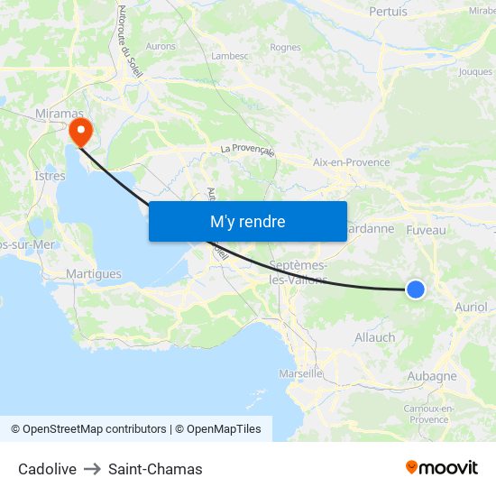 Cadolive to Saint-Chamas map