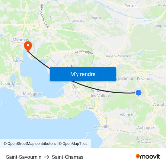 Saint-Savournin to Saint-Chamas map