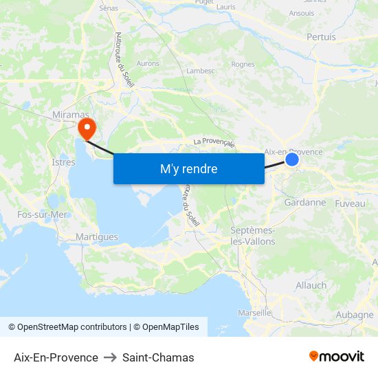 Aix-En-Provence to Saint-Chamas map