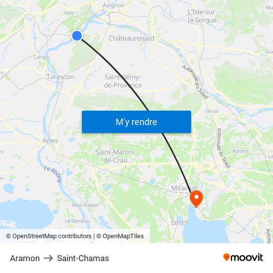 Aramon to Saint-Chamas map