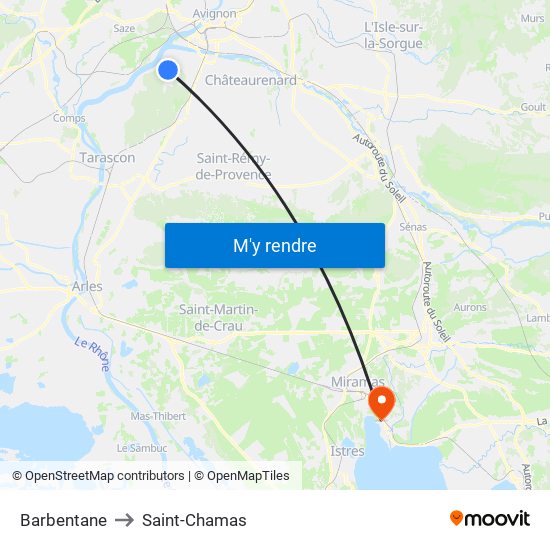 Barbentane to Saint-Chamas map