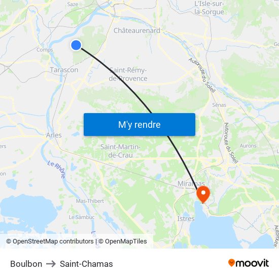 Boulbon to Saint-Chamas map