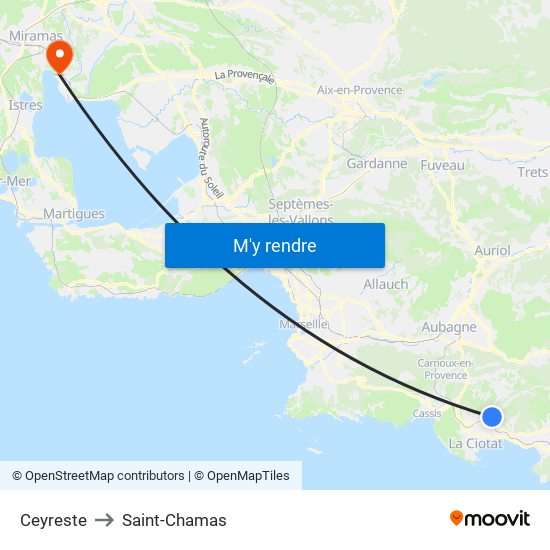 Ceyreste to Saint-Chamas map