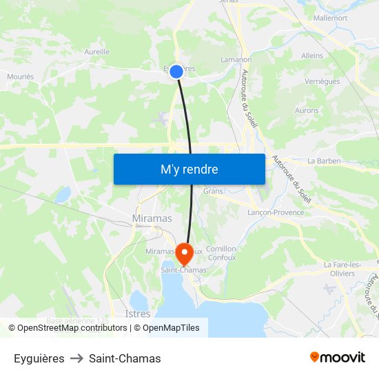 Eyguières to Saint-Chamas map