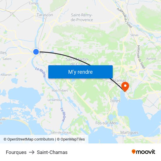 Fourques to Saint-Chamas map