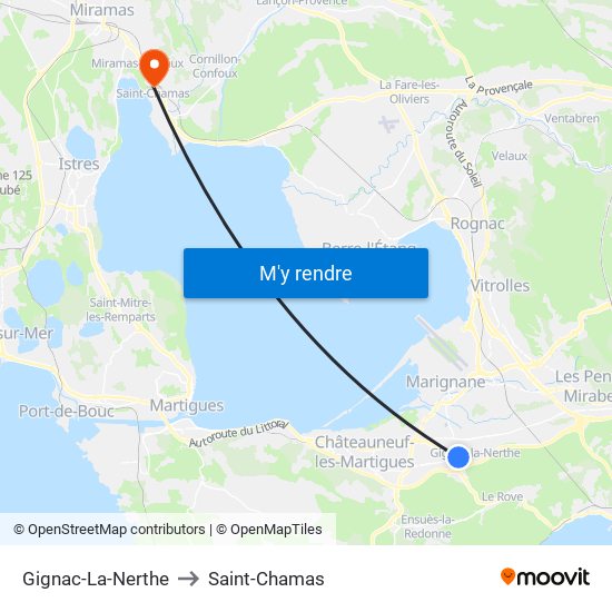 Gignac-La-Nerthe to Saint-Chamas map