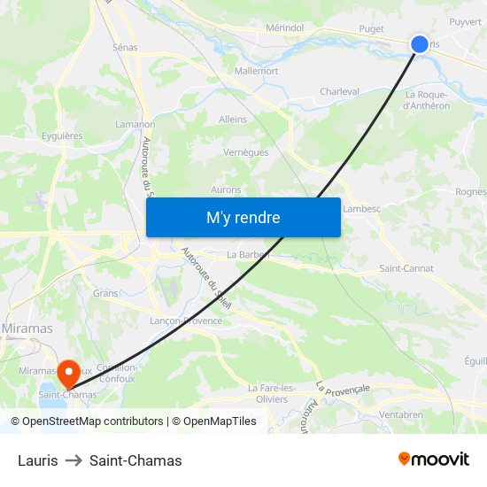 Lauris to Saint-Chamas map
