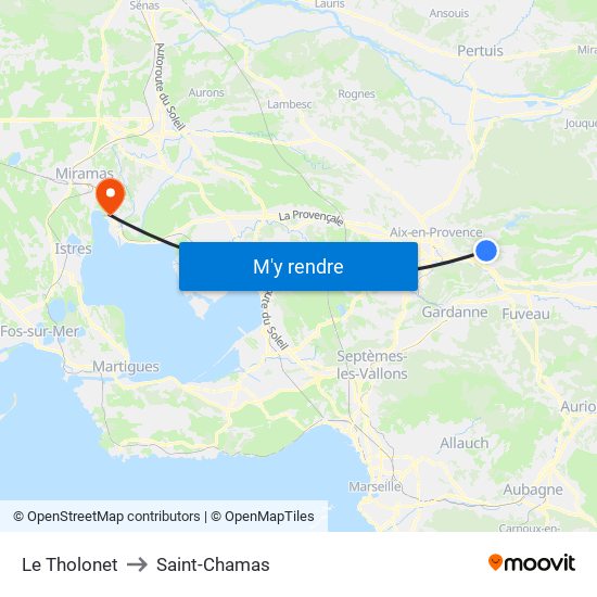 Le Tholonet to Saint-Chamas map