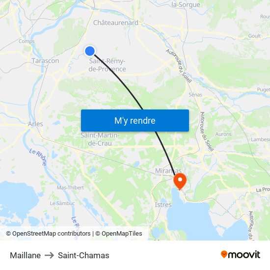 Maillane to Saint-Chamas map