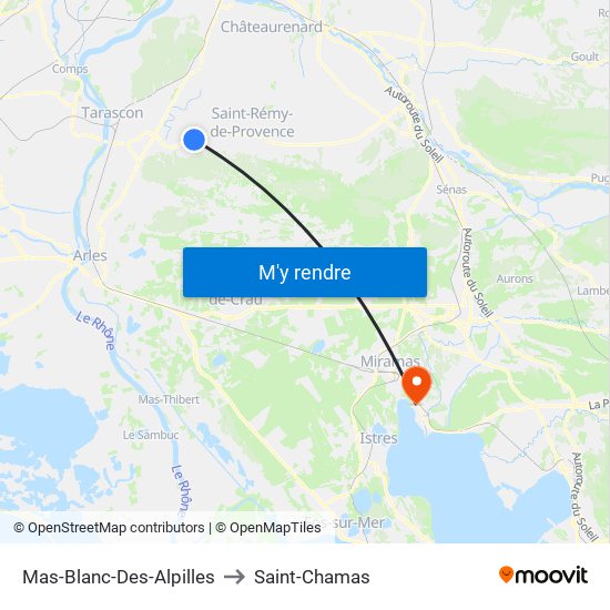 Mas-Blanc-Des-Alpilles to Saint-Chamas map