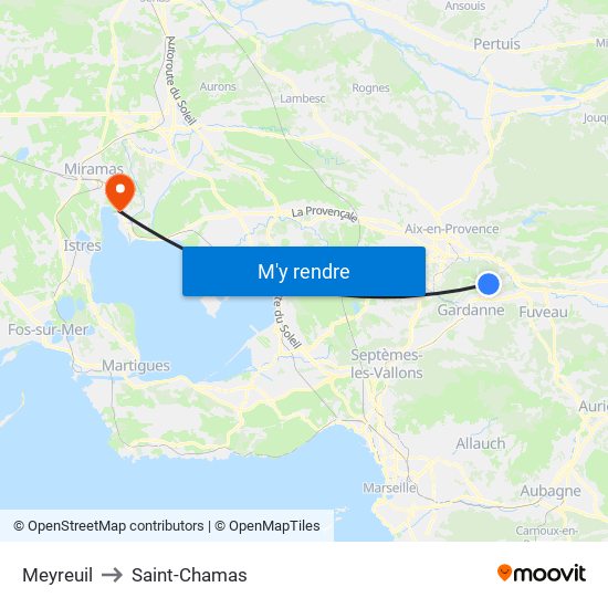 Meyreuil to Saint-Chamas map