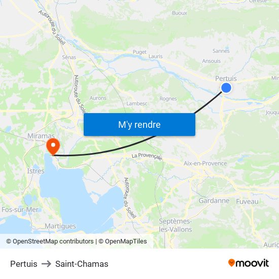 Pertuis to Saint-Chamas map