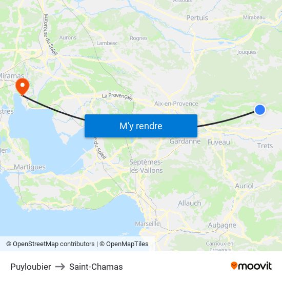 Puyloubier to Saint-Chamas map