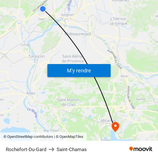 Rochefort-Du-Gard to Saint-Chamas map