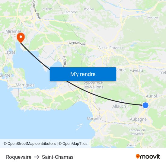 Roquevaire to Saint-Chamas map