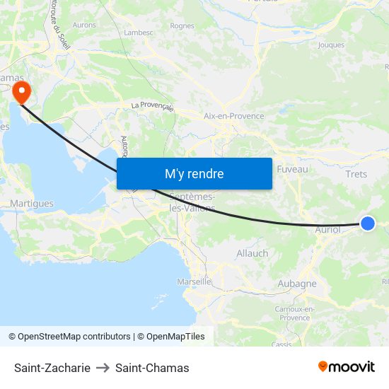 Saint-Zacharie to Saint-Chamas map