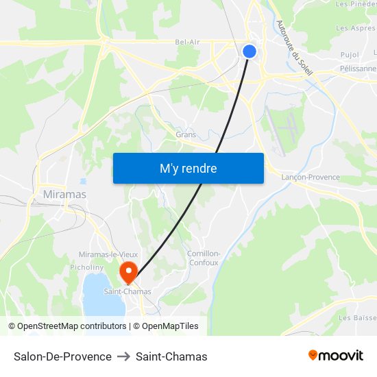 Salon-De-Provence to Saint-Chamas map