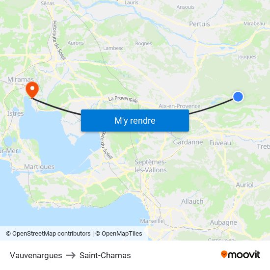 Vauvenargues to Saint-Chamas map