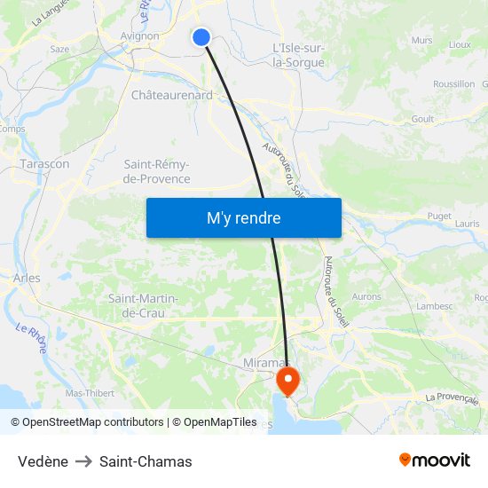 Vedène to Saint-Chamas map