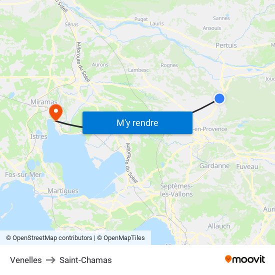 Venelles to Saint-Chamas map