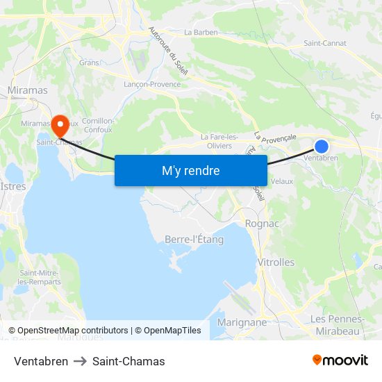 Ventabren to Saint-Chamas map