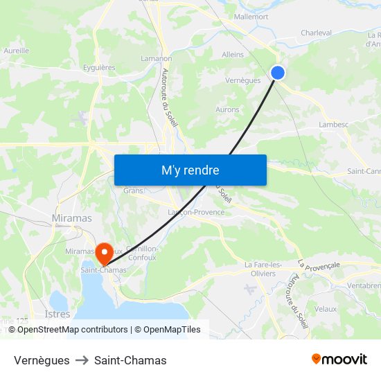 Vernègues to Saint-Chamas map